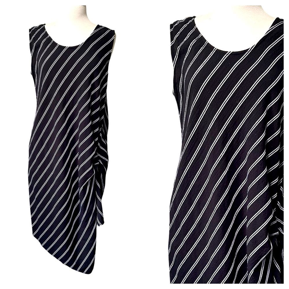 Moonlight Asymmetrical Navy Lagenlook Coastal Grandma Nautical Dress - M/L